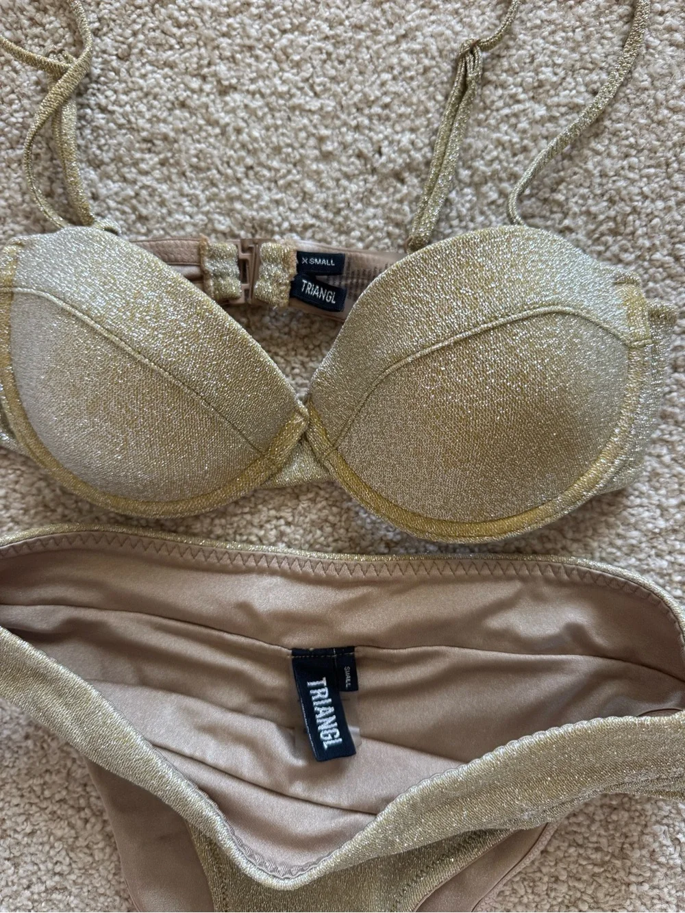 triangl swimwear Metallic Gold Bikini Set with Pouch